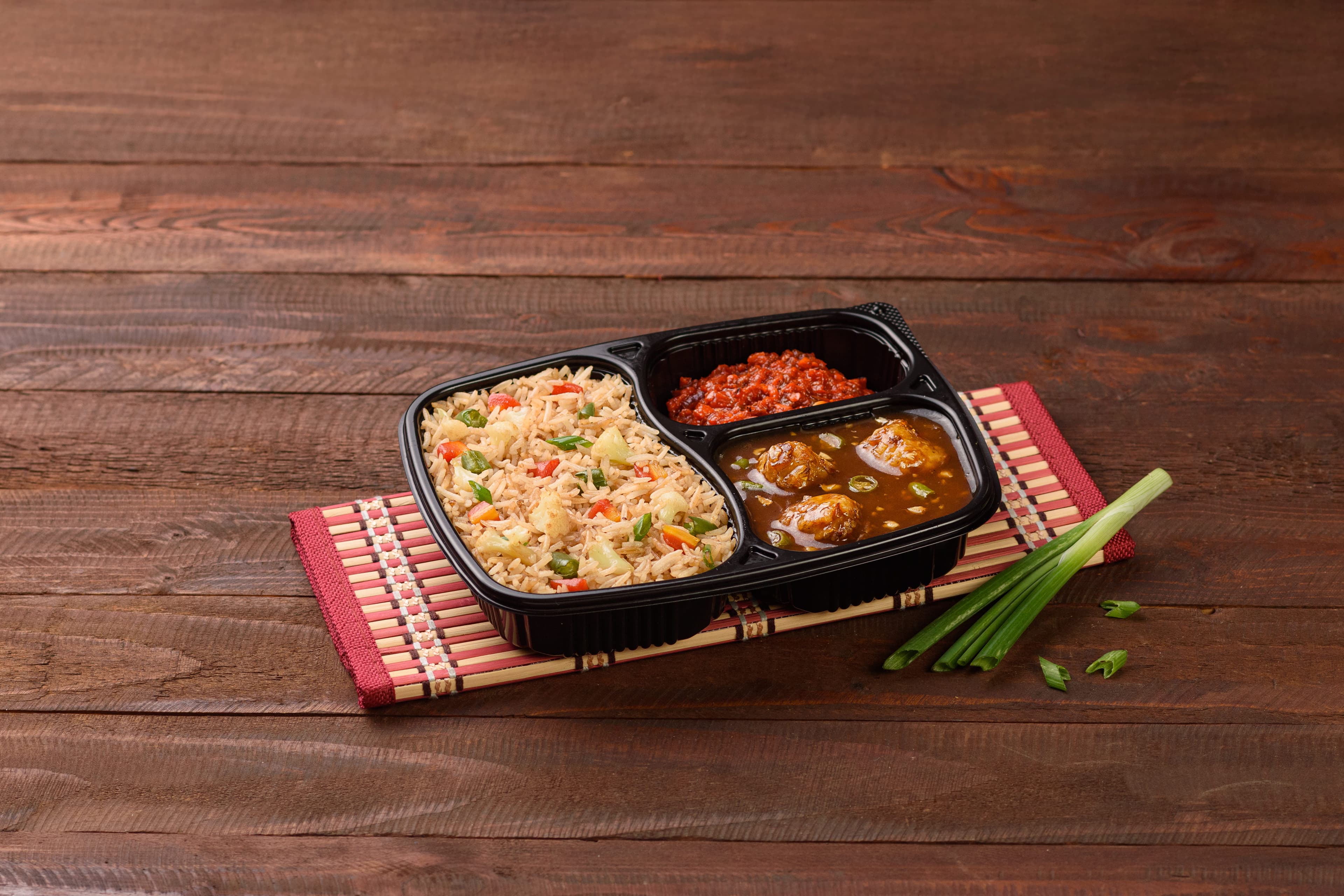 Veg Manchurian Gravy with Fried Rice Bowl